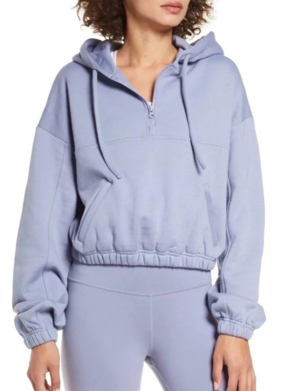 ALO Yoga Cropped Half-Zip Hoodie in Lavender! S